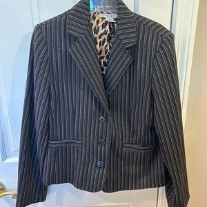 CAbi Black and white Blazer with Animal Print Lining